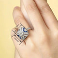 Women's Court Style Vintage Square Geometric Ring, Ethnic Fashion Jewelry Accessory view 4