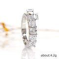 Square Geometric Ring For Women Simple Zircon Inlaid Shiny Engagement Wedding Band view 4