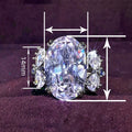 Princess Style Statement Ring For Women With Large Oval Stone And Butterfly Decoration Elegant Jewelry view 4