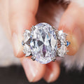 Princess Style Statement Ring For Women With Large Oval Stone And Butterfly Decoration Elegant Jewelry view 3