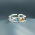 Colorful Diamond Shape Geometric Double Layer Ring For Women, Dopamine Fashion Statement Jewelry view 2