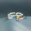 Colorful Diamond Shape Geometric Double Layer Ring For Women, Dopamine Fashion Statement Jewelry view 4