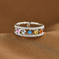 Colorful Diamond Shape Geometric Double Layer Ring For Women, Dopamine Fashion Statement Jewelry view 3