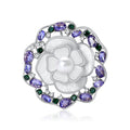 Shell Freshwater Pearl Purple Rose Brooch For Elegant Outfit Styling view 2
