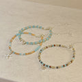 Faux Crystal Beaded Dolphin Starfish Shell Charm Bangle Beach Vacation Style Jewelry view 4
