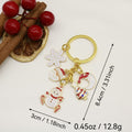 Metal Christmas Snowman Tree Bell Snowflake Keychain Holiday Gift view 2