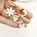 Metal Christmas Snowman Tree Bell Snowflake Keychain Holiday Gift view 3