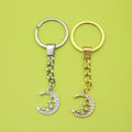 Zinc Alloy Rhinestone Moon Keychain Bag Charm Gift view 1
