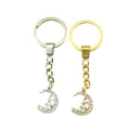 Zinc Alloy Rhinestone Moon Keychain Bag Charm Gift view 5