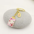 Metal Cute Cartoon Blessing Text Keychain Bag Charm Gift view 4