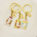 Metal Cute Cartoon Blessing Text Keychain Bag Charm Gift view 3