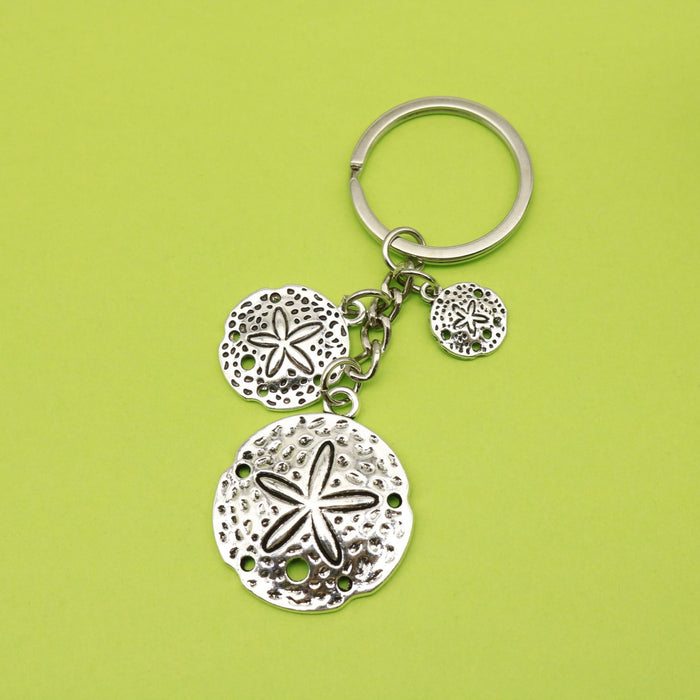 Metal Sand Dollar Keychain Ocean Souvenir Gift