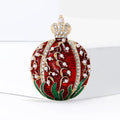Alloy Rhinestone Pearl Crown Pomegranate Brooch Pin For Clothing Decoration view 2
