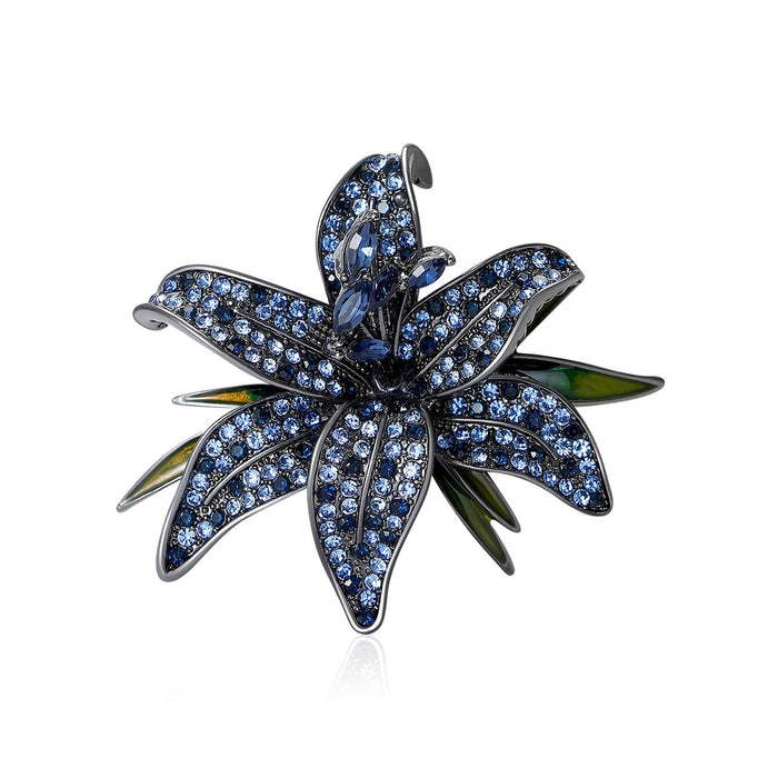 Vintage Alloy Micro Pave Lily Flower Brooch For Elegant Accessories