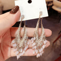 Vintage Glass Teardrop Tassel Drop Earrings With Silver Pins Light Luxury Stud Style view 4