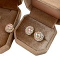 Iridescent Faux Pearl Pleated Crescent Stud Earrings French Minimalist Metallic Style view 5