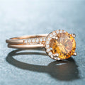 Rose-Gold-Tone Champagne Round Crystal Ring Set Jewelry view 4