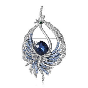 Alloy Rhinestone Inverted Peacock Brooch Pin For Shawls And Apparel