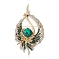 Alloy Rhinestone Inverted Peacock Brooch Pin For Shawls And Apparel view 2