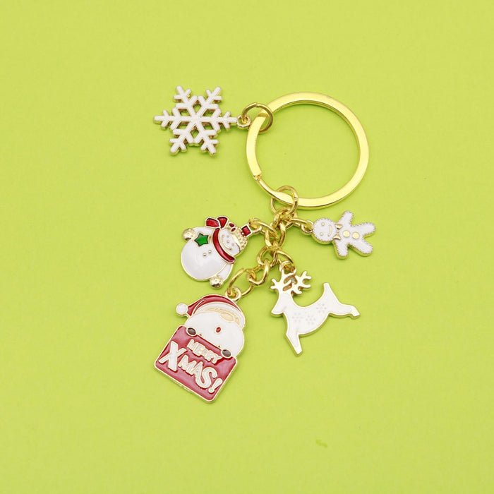 Zinc Alloy Enamel Snowman Snowflake Santa Keychain For Christmas Gift
