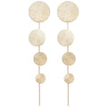 Metal Round Textured Long Tassel Drop Earrings Minimalist Geometric Stud Style For Women view 5