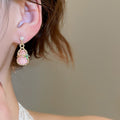 New Chinese Style Pearl Resin Gourd Geometric Stud Drop Earrings For Commuter Wear view 3