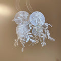 Statement Fabric Flower Leaf Resin Shell Tassel Drop Earrings With Silver Pins For Women view 2