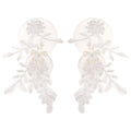 Statement Fabric Flower Leaf Resin Shell Tassel Drop Earrings With Silver Pins For Women view 5