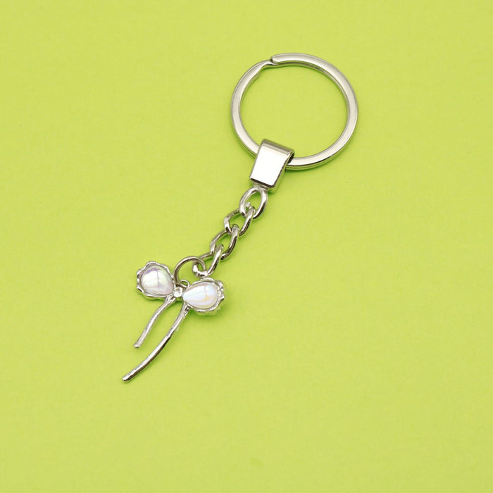 Zinc Alloy Simple Bow Keychain Bag Charm Gift – Silver