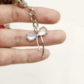 Zinc Alloy Simple Bow Keychain Bag Charm Gift – Silver view 3