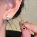 Copper Zircon Enamel Star Hoop Earrings Minimalist Light Luxury Fashion Jewelry view 3