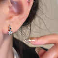 Copper Zircon Enamel Star Hoop Earrings Minimalist Light Luxury Fashion Jewelry view 4