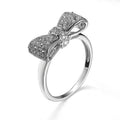 Silver Tone Clear Crystal Bow Ring Fashion Jewelry view 1