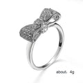 Silver Tone Clear Crystal Bow Ring Fashion Jewelry view 2