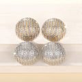 Designer Heavy Craft Stud Earrings For Women, Textured Line Two Tone Elegant Chic Ear Jewelry view 2