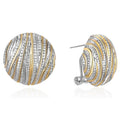 Designer Heavy Craft Stud Earrings For Women, Textured Line Two Tone Elegant Chic Ear Jewelry view 1