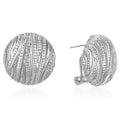 Designer Heavy Craft Stud Earrings For Women, Textured Line Two Tone Elegant Chic Ear Jewelry view 5