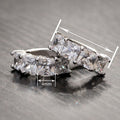 Four Prong Inlaid Square Geometric Earrings, Simple Daily Wear Fashion Jewelry For Women view 4