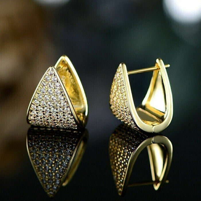 Triangle Design Ear Cuffs For Women With Micro Pave Zircon, Chic Fashion Jewelry Accessories Earrings