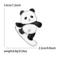 Cute Alloy Enamel Skateboarding Panda Brooch Pin For Coat Decoration view 5