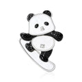 Cute Alloy Enamel Skateboarding Panda Brooch Pin For Coat Decoration view 1