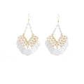 Vintage Bohemian Gold Alloy Filigree Pearl Tassel Chandelier Shell Disc French Luxury Dangle Earrings view 5