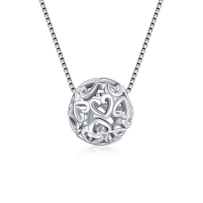 European American Style 3D Hollow Heart Box Chain Choker Necklace For Women, Sweet Pendant