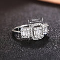 Fashion Square Design Ring With Micro Inlaid Zircon Stones, Trendy Statement Jewelry For Women view 4