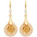 Elegant Palace Style Rhinestone Round Grid Metal Flower Drop Earrings view 5
