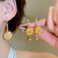 Elegant Palace Style Rhinestone Round Grid Metal Flower Drop Earrings view 1