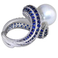 Irregular Heavy Work Ring For Women With Faux Pearl, Fashion Designer Statement Finger Jewelry view 3