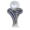 Irregular Heavy Work Ring For Women With Faux Pearl, Fashion Designer Statement Finger Jewelry view 2