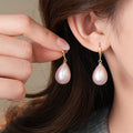 Court Style Faux Pearl Oval Teardrop Hook Earrings For Women Elegant Minimalist Design view 3