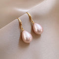 Court Style Faux Pearl Oval Teardrop Hook Earrings For Women Elegant Minimalist Design view 2